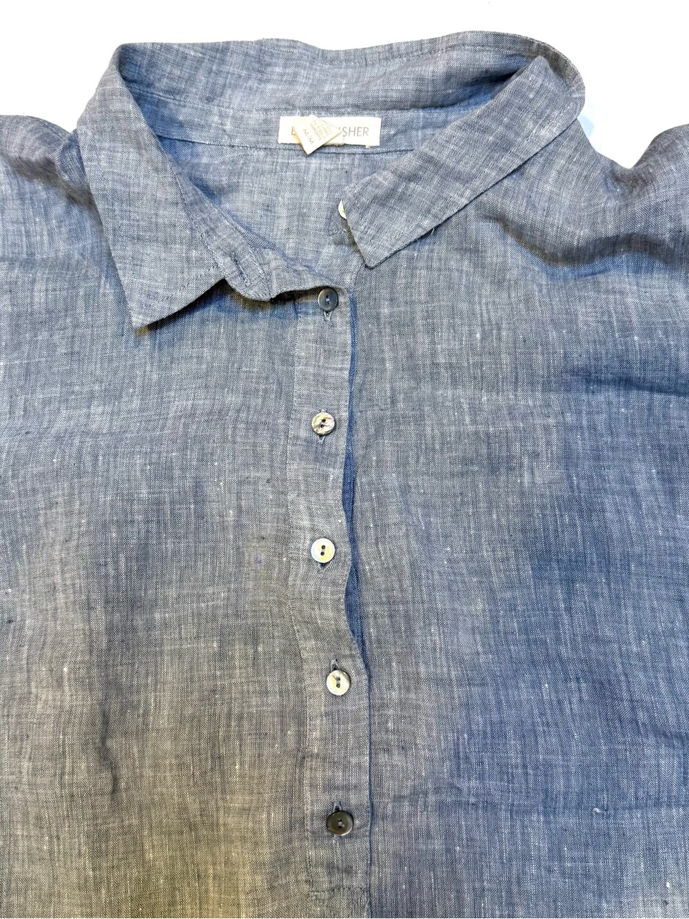 Eileen Fisher Light Blue Linen Tunic Shirt - Picture 3 of 7